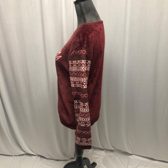 Save The Drama For Your Llama Plush Top Womens Size Medium Maroon Comfy Pullover - Picture 4 of 8